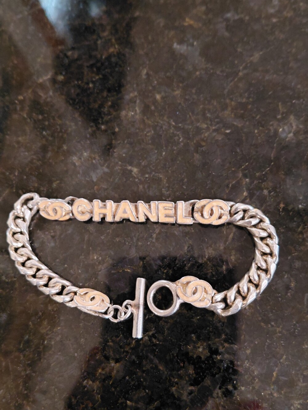 CHANEL Silver Chain Coco Mark Logo Bracelet COA - Picture 7 of 11